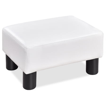 ottoman rectangular stool padded footrest gymax pu seat leather
