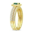 thumbnail image 2 of 1.50 Carat (Ctw) Lab-Created Emerald and White Sapphire Bridal Wedding Ring Set Sterling Silver for Women, 2 of 7
