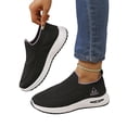 thumbnail image 2 of Domuza Women’s Slip On Knit Walking Sneakers, Breathable No-Lace Platform Orthopedic Casual Athletic Shoes Black 7.5（EU-39）, 2 of 5