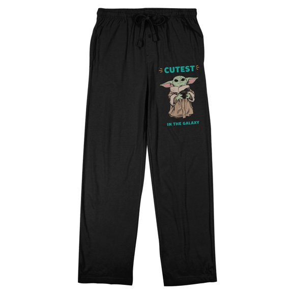 The Mandalorian Grogu Cutest In the Galaxy Men's Black Sleep Pants-Medium