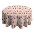 thumbnail image 4 of Pink Christmas Gingerbread House Pattern Round Tablecloth 60"x60",Wrinkle Wipeable Table Cloth for Kitchen Dining Room Picnic Patio Party, 4 of 6