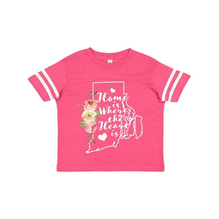 

Inktastic Rhode Island Home is Where The Heart is with Watercolor Floral Gift Toddler Toddler Girl T-Shirt