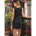 thumbnail image 6 of Denim Dresses for Women Sleeveless Stretchy Jean Summer Casual Western Short Button Down Dress with Patch Pocket Black Grey L, 6 of 8