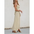 thumbnail image 4 of Vestido largo CUPSHE con cuello en V sin mangas retorcido para verano, beige, 4 of 7