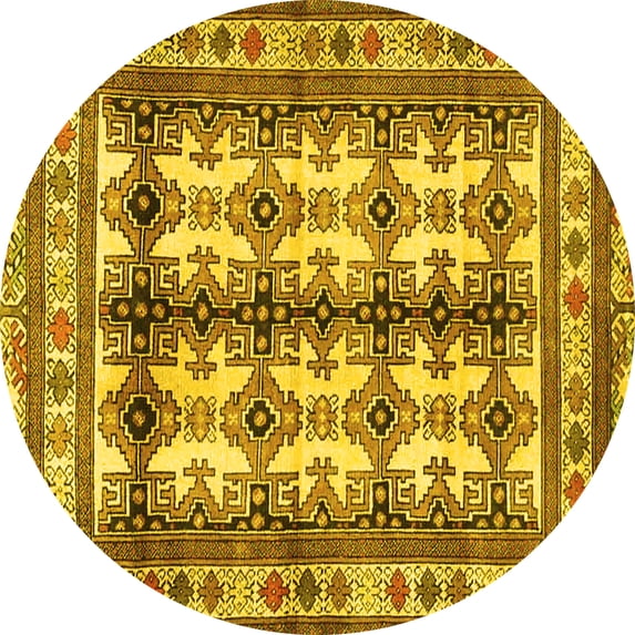 Ahgly Company Indoor Round Persian Yellow Traditional Area Rugs, 7' Round