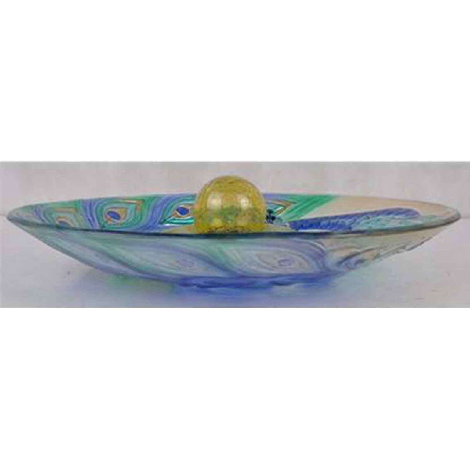 Hi-Line Gift Ltd. Orb Peacock Solar Glass Bird Bath with Stand