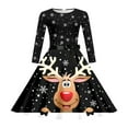 thumbnail image 4 of oqasdz Robe Fille Imprimée Robe de Fête avec Laçage devant Manches Longues et Fermeture Éclair Élastique au Dos pour Fête des Fêtes Robe de Concours, 4 of 4