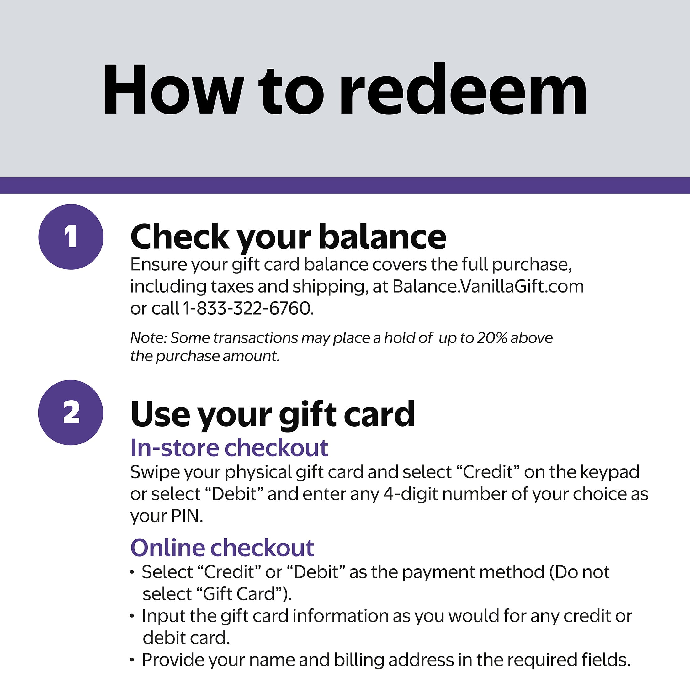 Vanilla® Visa® $50 Purple Box Gift Card (Plus $4.84 Purchase Fee)