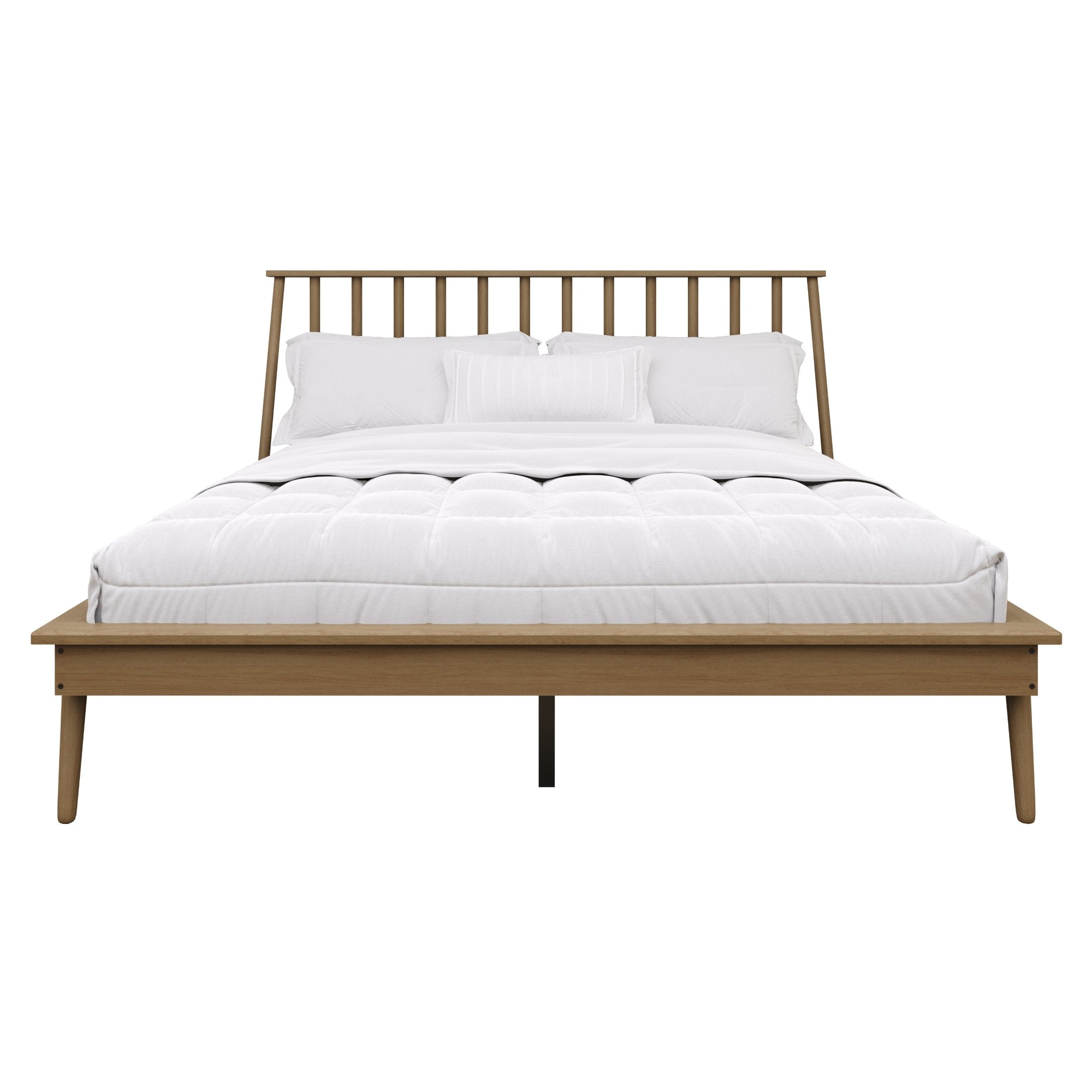 Castle Place Vintage Spindle Wooden Full Platform Bed, Light Oak