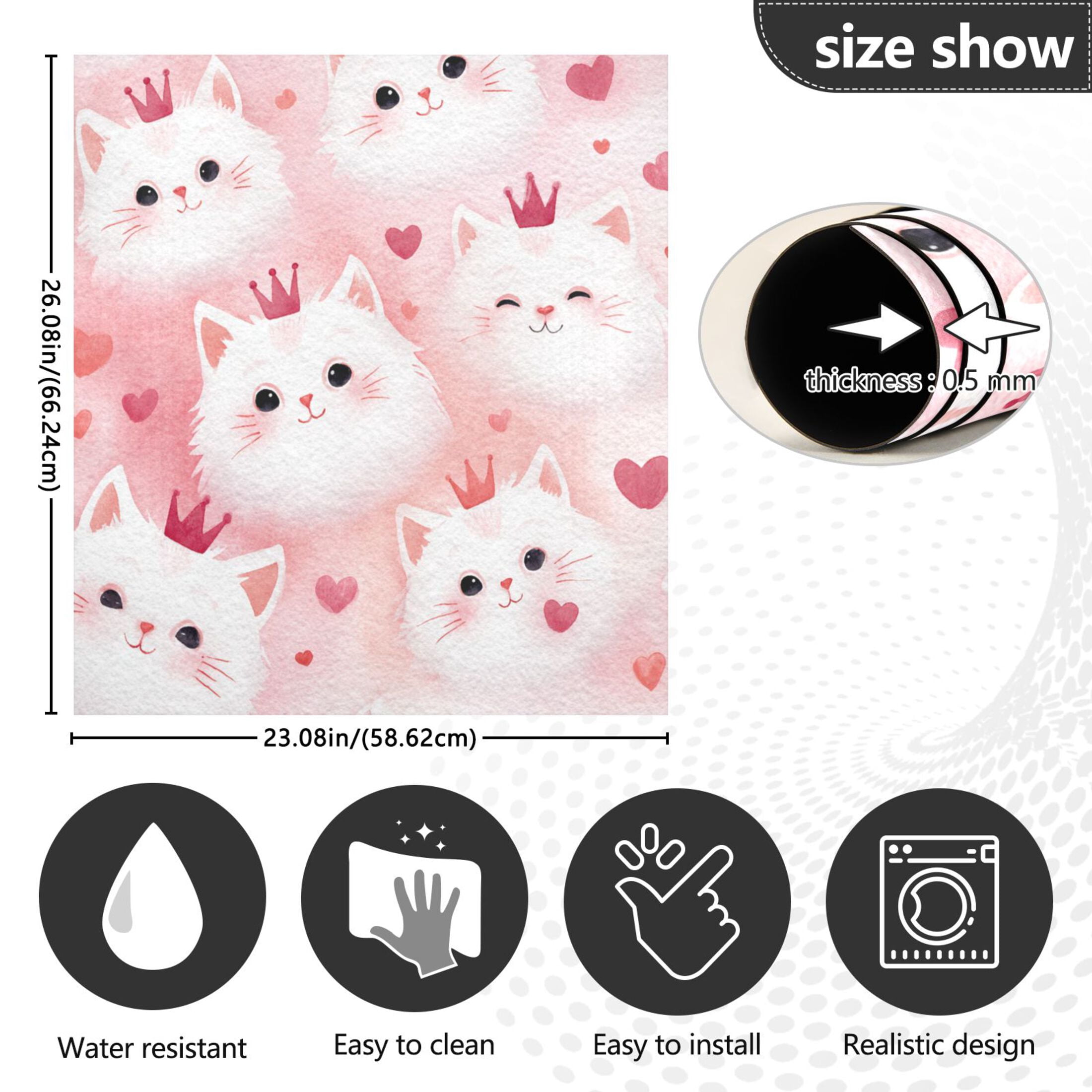 Dishwasher Magnetic Refrigerator Magnet Cover Sticker Home Decorative 23"x26" Adorable White Cat Faces