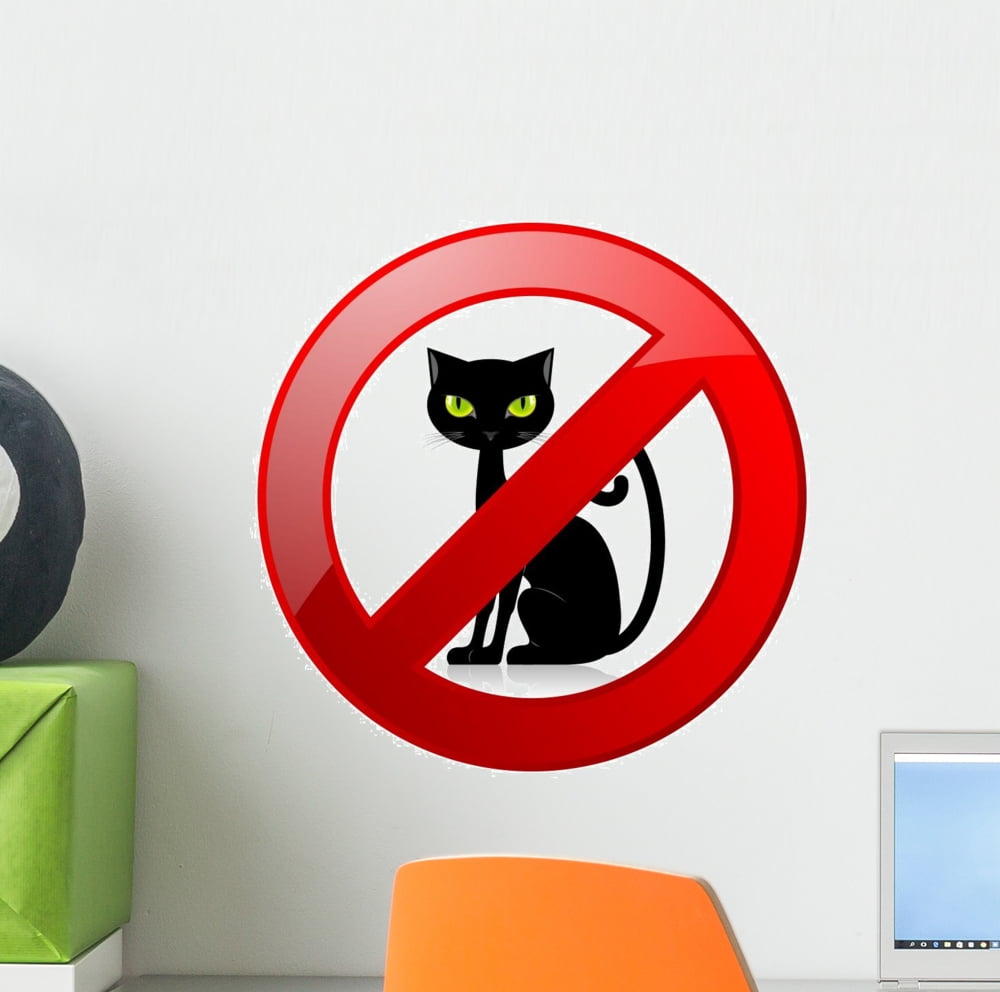 No Cats Allowed Permission Wall Decal by Wallmonkeys Peel and Stick