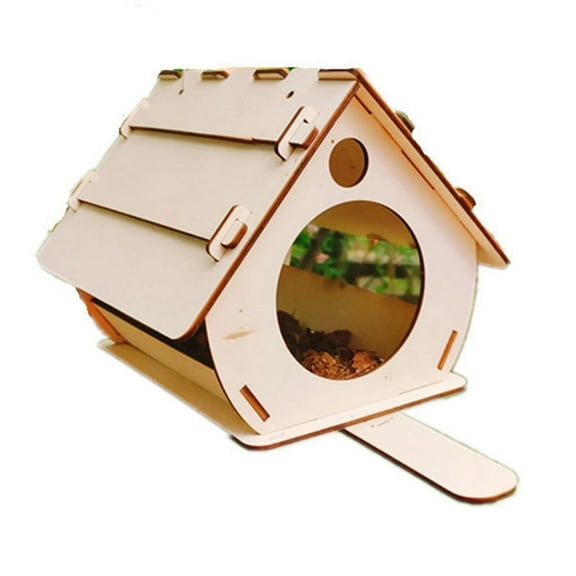 Wooden Bird Nest with Perch Feeder Household Box Suitable for Outdoor Garden Courtyard Decoration