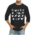 thumbnail image 2 of Jinhomg Mens Holiday Tops 2025 Trendy Valentine's Day Heart Print Shirts Big and Tall Comfy 3/4 Sleeve Crew Neck T-Shirts Male Dating Wear Black XXL, 2 of 4