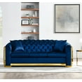 thumbnail image 3 of 81.8"W Chesterfield Sofa, Velvet 3 Seat Couch with Button Tufted Decor and Gold Stainless Legs, Luxury Vintage Couch for Living Room, Office, Navy Blue, 3 of 8