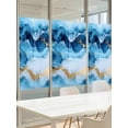 thumbnail image 4 of Navy Blue Marble Window Privacy Film, Ocean Modern Art Abstract Gold Texture Ombre Frosted Glass Window Clings Static Cling UV Heat Blocking Reusable Door Sticker for Bathroom 23.6 x 78.7 Inch, 4 of 9