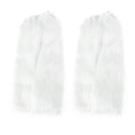 

40cm Faux Fur Leg Warmer Plush Fashion Long Leg Warmer Boot Cuffs Cover for Women Girls (White Long Plush)