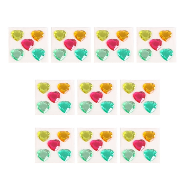 Wosthever Pegatinas de diamantes de imitación de corazón, gemas de cristal acrílico, adornos ornamentales, de mano para álbum de Artesanía Color surtido2