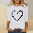thumbnail image 2 of Lmnyox Valentine's Tops for Women 3/4 Sleeve Crew Neck Holiday T Shirt Heart Graphic Valentine's Day Casual Tees, 2 of 4