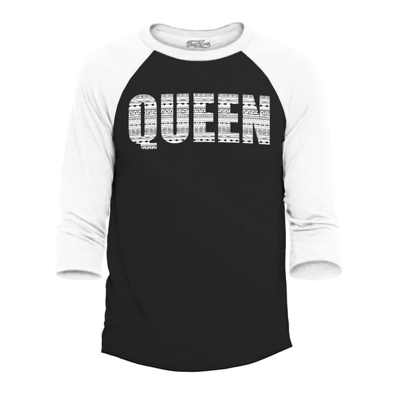 Shop4Ever Men's Queen African Pattern Style Raglan Baseball Shirt XXX-Large Black/White