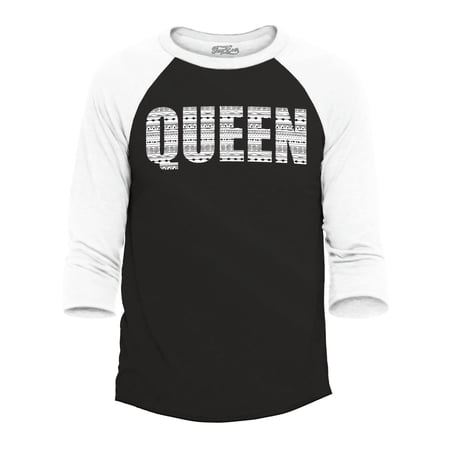 Shop4Ever Men's Queen African Pattern Style Raglan Baseball Shirt XXX-Large Black/White