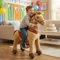 thumbnail image 3 of PonyCycle Kid-Powered Ride-On Horse Toy, No Battery, Hand Brake, Ages 3–4, Light Brown, E336, 3 of 10