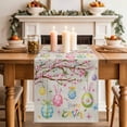 thumbnail image 2 of Table Runner 48 Inches Long for Kitchen Dining, Easter Eggs Dresser Scarf Farmhouse, Dining Table Decorations for Wedding/Parties, Spring Watercolor Bunny Flower on Linen 13 x 48 In, 2 of 8
