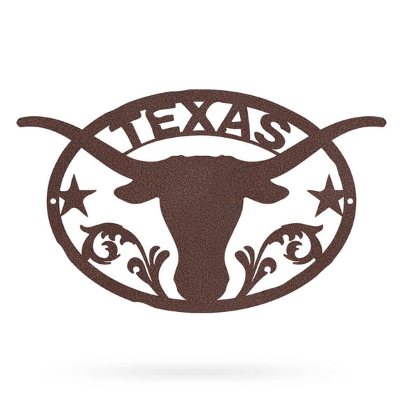 RealSteel: Texas Longhorn Wall Décor - Rustic Metal Art for Home or Outdoor Display (14"x24"/PV)