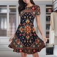 thumbnail image 2 of Colorful Floral Pattern Women's Classic Swing Skater Dress Casual Work Party Cocktail Dresses, 2 of 6
