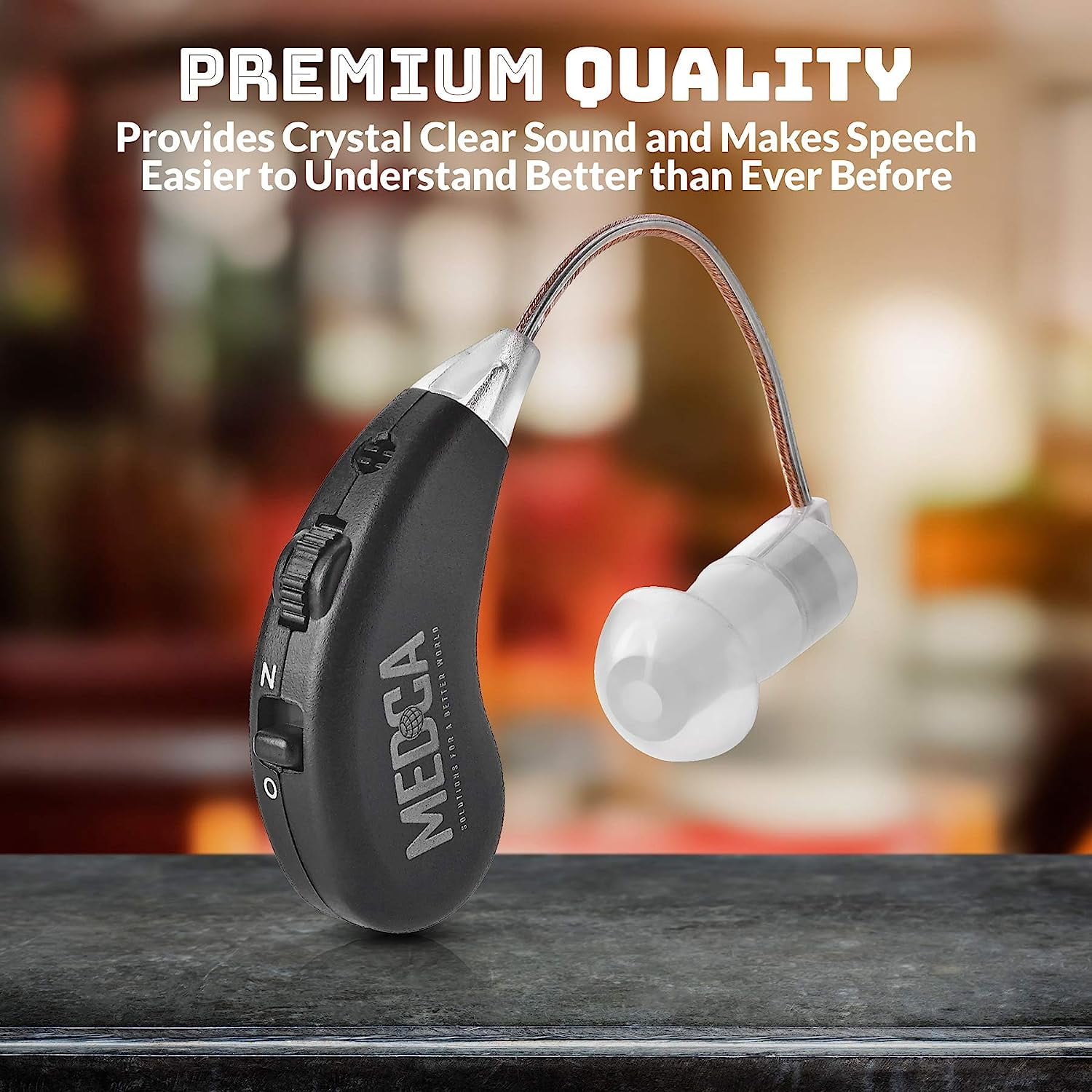 MEDca Mini Digital Behind the Ear Hearing Amplifier, Black, 1 Pack