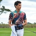 thumbnail image 3 of Rateoe Ocean Seahorse Pattern Men's Short Sleeve Polo Shirts, Golf Polo Shirts Short Sleeve Performance Moisture Wicking Dry-Medium, 3 of 6