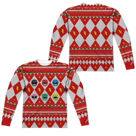 Power Rangers - Ho Ho Power Rangers (Front/Back Print) - Regular Fit Long Sleeve Shirt - Medium
