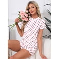 thumbnail image 3 of DARING DIVA Women's Ribbed Knit Pajamas Soft Stretchy O-Neck Short Sleeve Tops XL Red, 3 of 8