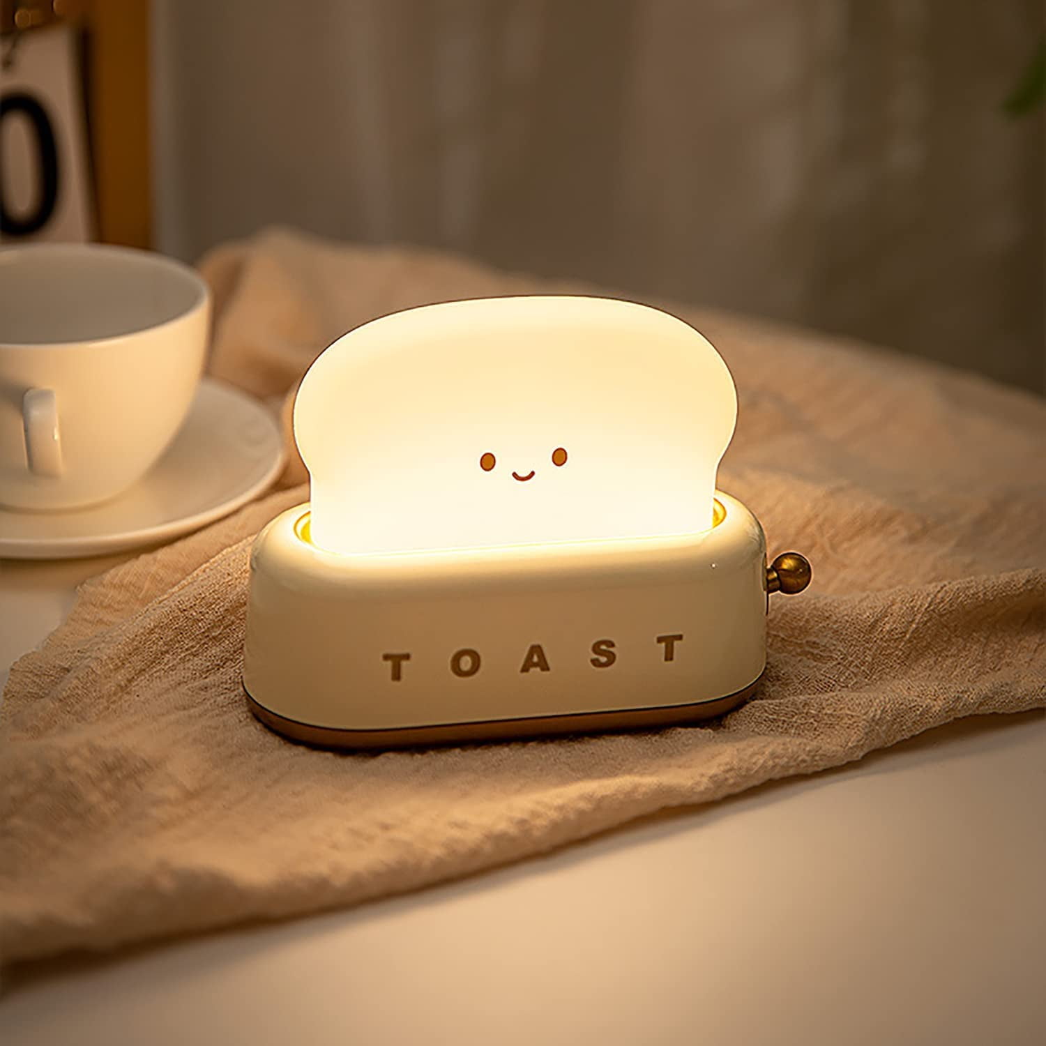 LINLIN Cute Toast Night Light,Rechargeable Timer Adjustable Brightness Bread LED Night Lamp,Portable Bedroom Bedside Sleep Lamp Dimmable for Baby Girls Boys Birthday Children's Day Gifts