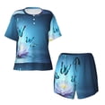 thumbnail image 4 of Picia Butterflies And Waterlily In Water Pajamas Sets for Women Soft Short-Sleeved Pjs with Lounge Shorts Two Piece Sleepwear-3X-Large, 4 of 9
