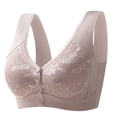 thumbnail image 4 of Gymayou Women Seamless Front Button Wireless Vest Bra for Middle-Aged Ladies Floral Jacquard Easy Front Snap Wide Strap Full Coverage Comfort Bralette Light Pink 2XL, 4 of 9
