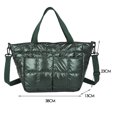 thumbnail image 3 of Bolso Bandolera Bolso de mensajero de nylon acolchada espacial Bolso cruzada con cremallera de color sólido (Verde), 3 of 5