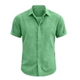 thumbnail image 4 of Men's Short Sleeve Button Down Shirts Big & Tall Breathable Textured Casual Shirt Summer Lightweight Quick Dry Beach Vacation Hippie Yoga Top Curved Hem, 4 of 10