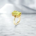 thumbnail image 4 of Gem Stone King 18K Yellow Gold Plated Silver Yellow Lemon Quartz and Green Peridot Ring for Women (6.95 Cttw, Emerald Cut Checkerboard 14x10MM, Gemstone Birthstone, Size 7), 4 of 4