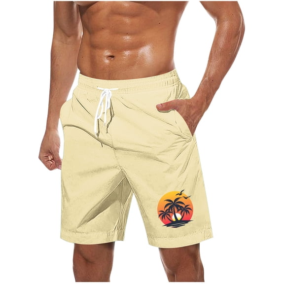 SELONE Board Shorts Men's Swim Hawaiian Swim Trunks Drawstring Elastic Waist Beach Shorts with Pockets Bathing Suit