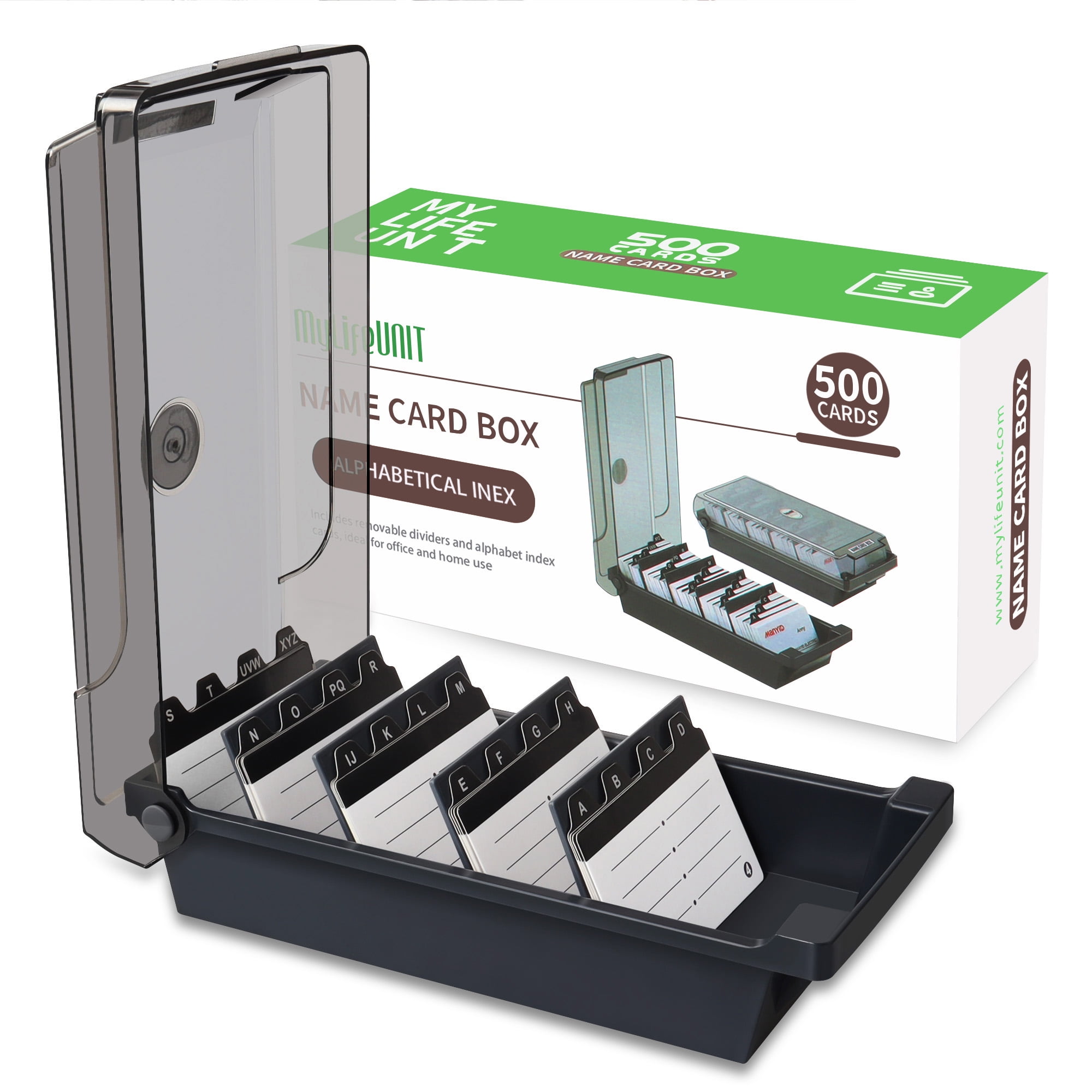 MyLifeUNIT Business Card Holder, Name Card Organizer with Dividers and Index Tabs (500 Cards Capacity)