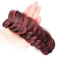 thumbnail image 2 of DIGUAN Wide Messy Braided Headband With Teeth Synthetic Hair Plaited Headband High Elasticity Braids Chunky Fishtail Braided Hair Band Hairpiece for Girls Women Beauty Accessory (Burgundy), 2 of 7