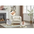 thumbnail image 3 of 360° Swivel Accent Chair, Chenille Upholstered Armchair Barrel Chair with One Waist Pillow and Wood Base, Comfy Reading Chair for Living Room Bedroom, 3 of 7