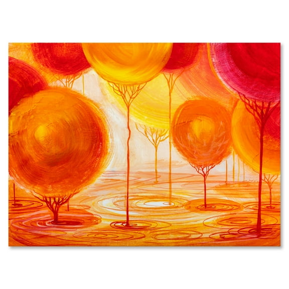 Designart ' Ornamental Colourful Trees II ' Modern Canvas Wall Art Print