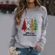 thumbnail image 2 of Gibobby Suéteres para mujer Diario Navidad de nieve Estampado O Cuello Sudadera Cuello Rojoondo Ajuste Suéter Tops Casual Manga larga Camisas de entrenamiento Blusa suelta (Gris, L), 2 of 4