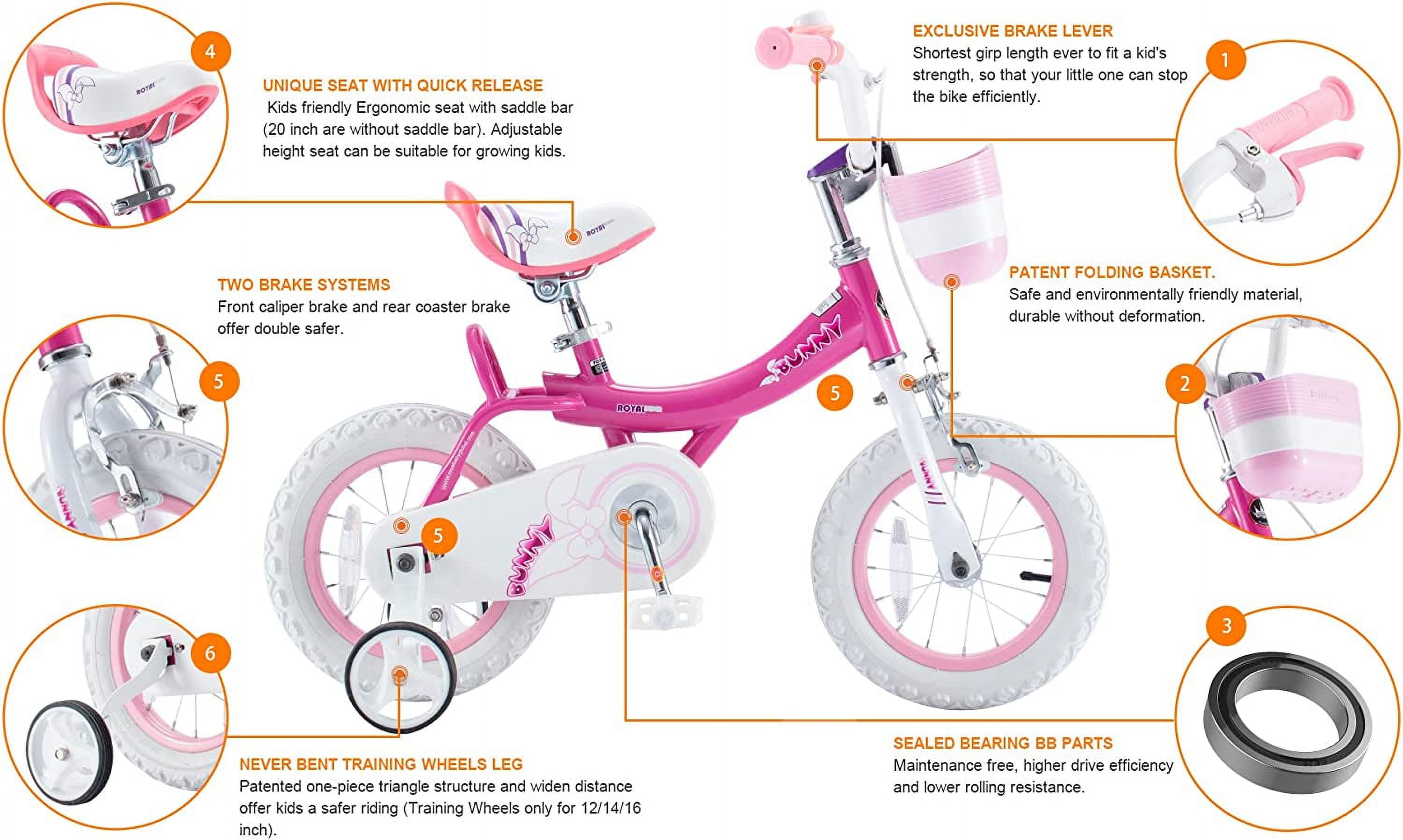 RoyalBaby Bunny 20 inch Girl's Bicycle Kids Bike for Girls Childrens Bicycle Fuchsia
