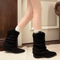 thumbnail image 4 of Black Black Mid Calf Boots With Pointed Toe And Chunky Heel For A Sleek And Stylish Winter Ensemble, 4 of 9
