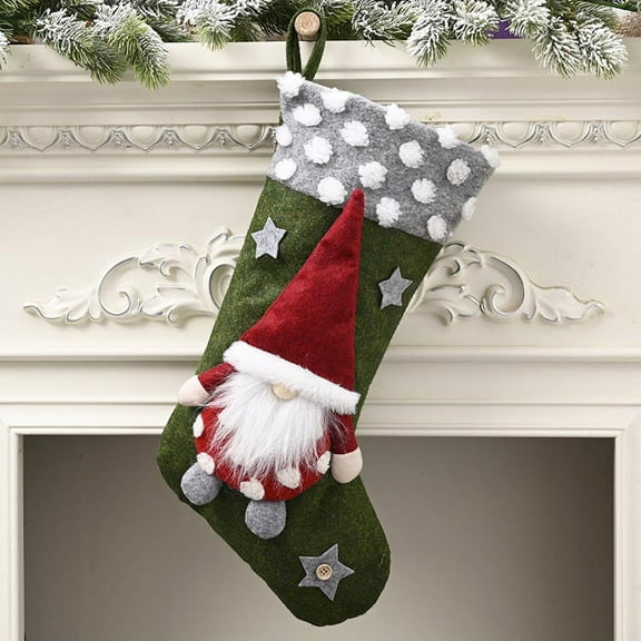 HomeDM Christmas Socks Decoration 3D Xmas Fireplace Hanging Stockings Bags with Santa Claus for Kids Gift Family Holiday Party Tree Decorations