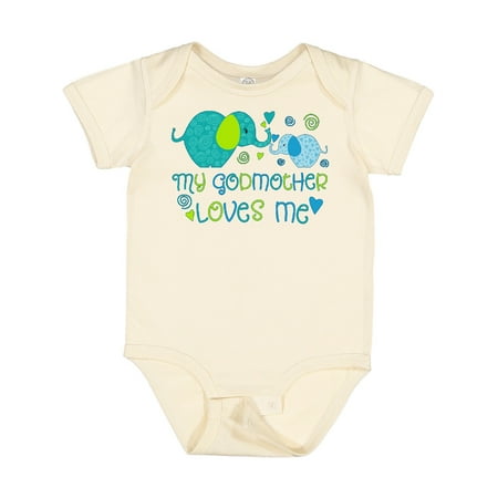

Inktastic My Godmother Loves Me- Cute Elephants Gift Baby Boy or Baby Girl Bodysuit