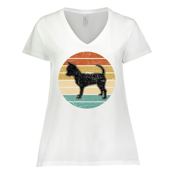 Inktastic Chihuahua Dog Retro Sunset Women's Plus Size V-Neck T-Shirt