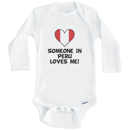 

Someone In Peru Loves Me Peruvian Flag Heart One Piece Baby Bodysuit (Long Sleeve) 3-6 Months White